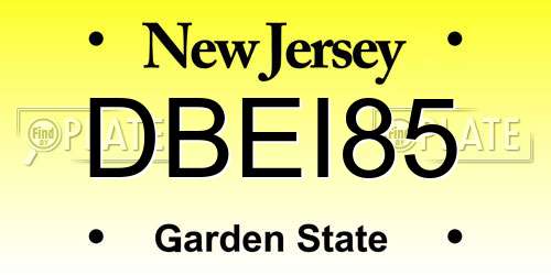 DBEI85 New Jersey License Plate
