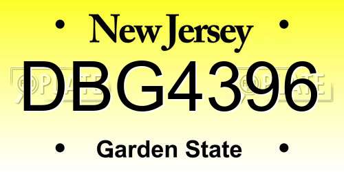 DBG4396 New Jersey License Plate