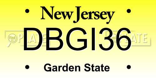 DBGI36 New Jersey License Plate