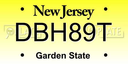 DBH89T New Jersey License Plate