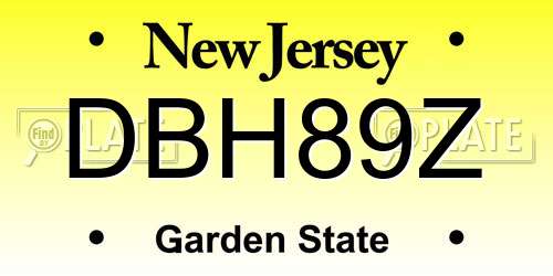 DBH89Z New Jersey License Plate