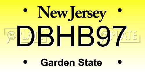 DBHB97 New Jersey License Plate