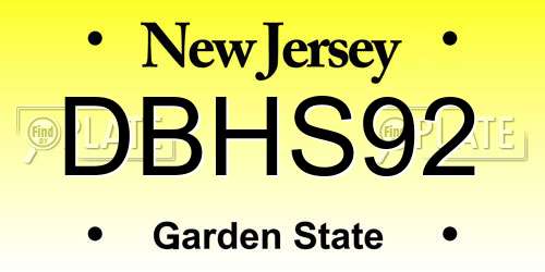 DBHS92 New Jersey License Plate
