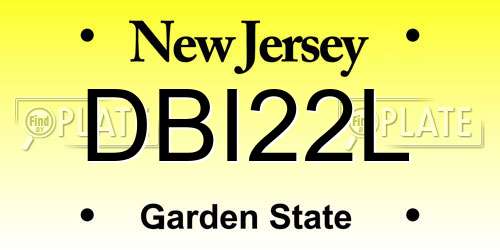 DBI22L New Jersey License Plate