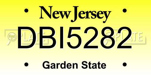 DBI5282 New Jersey License Plate