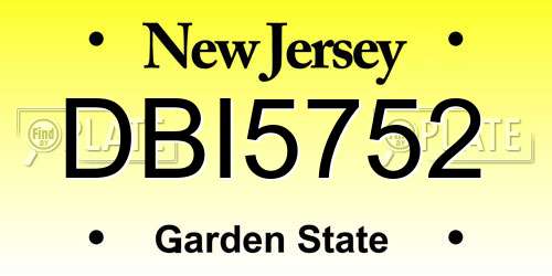 DBI5752 New Jersey License Plate
