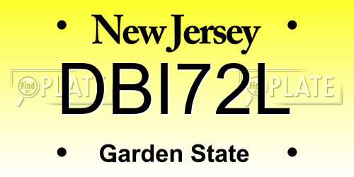 DBI72L New Jersey License Plate