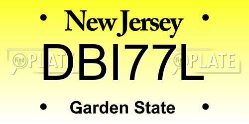 DBI77L New Jersey License Plate