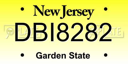 DBI8282 New Jersey License Plate