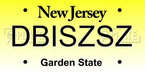 DBISZSZ New Jersey License Plate