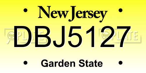 DBJ5127 New Jersey License Plate
