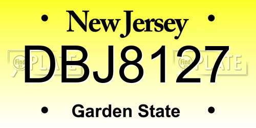 DBJ8127 New Jersey License Plate