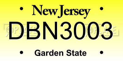 DBN3003 New Jersey License Plate