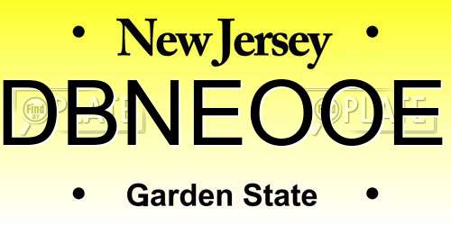 DBNEOOE New Jersey License Plate