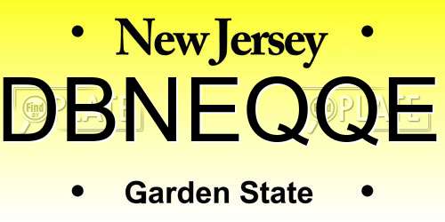 DBNEQQE New Jersey License Plate