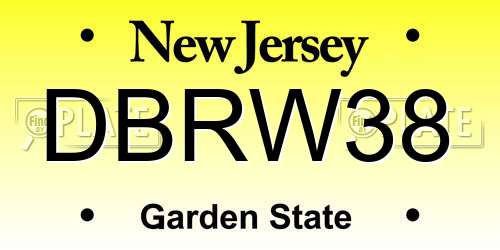 DBRW38 New Jersey License Plate