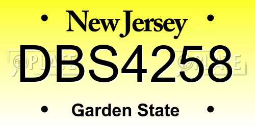 DBS4258 New Jersey License Plate