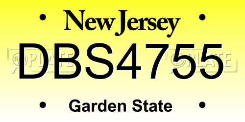 DBS4755 New Jersey License Plate
