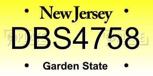 DBS4758 New Jersey License Plate