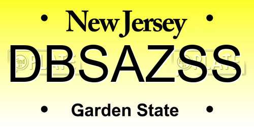 DBSAZSS New Jersey License Plate