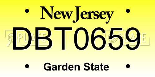 DBT0659 New Jersey License Plate