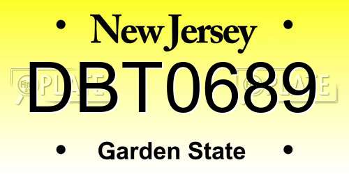 DBT0689 New Jersey License Plate