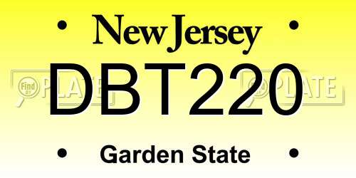 DBT220 New Jersey License Plate