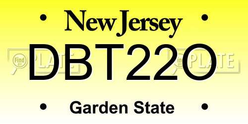 DBT22O New Jersey License Plate
