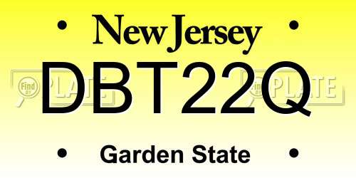 DBT22Q New Jersey License Plate