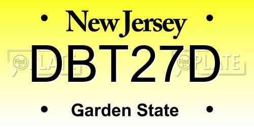 DBT27D New Jersey License Plate