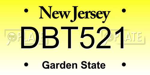 DBT521 New Jersey License Plate