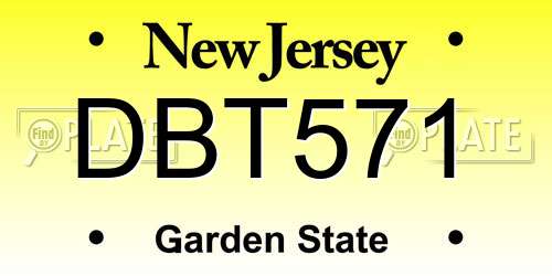 DBT571 New Jersey License Plate