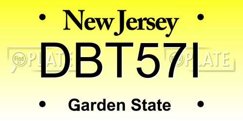 DBT57I New Jersey License Plate