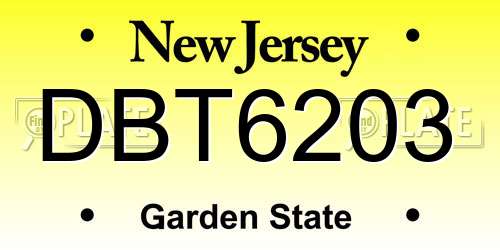 DBT6203 New Jersey License Plate