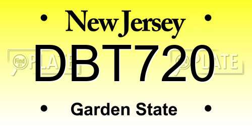DBT720 New Jersey License Plate