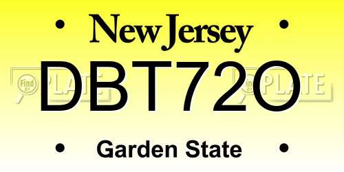 DBT72O New Jersey License Plate