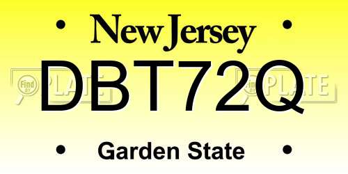 DBT72Q New Jersey License Plate