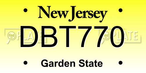 DBT770 New Jersey License Plate