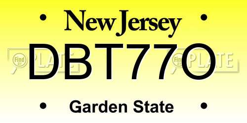 DBT77O New Jersey License Plate