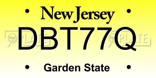 DBT77Q New Jersey License Plate