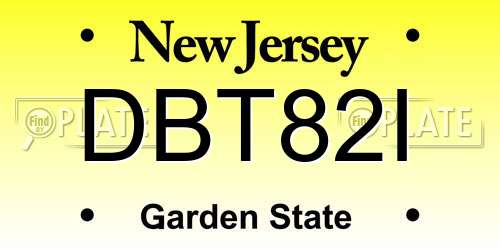 DBT82I New Jersey License Plate