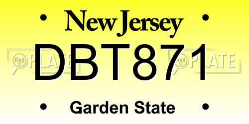 DBT871 New Jersey License Plate