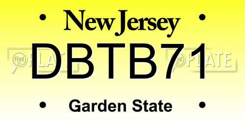 DBTB71 New Jersey License Plate