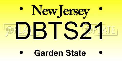 DBTS21 New Jersey License Plate