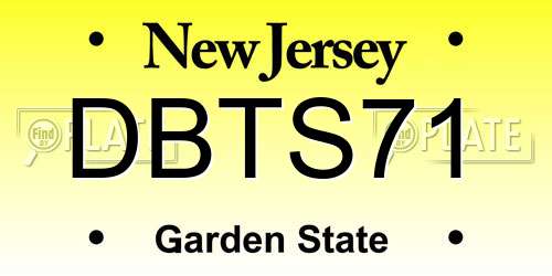 DBTS71 New Jersey License Plate