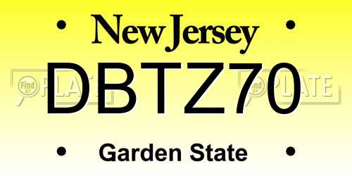 DBTZ70 New Jersey License Plate