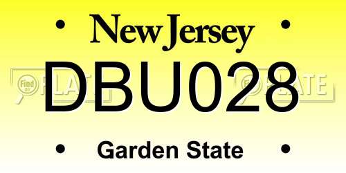 DBU028 New Jersey License Plate