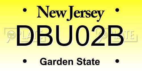 DBU02B New Jersey License Plate
