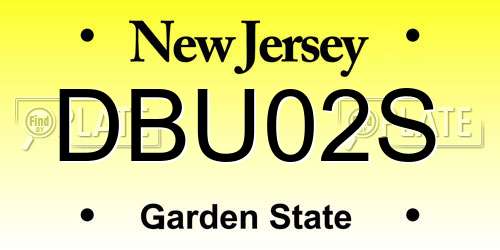 DBU02S New Jersey License Plate