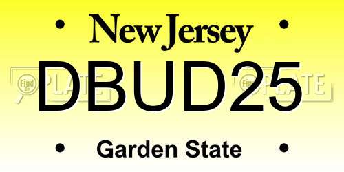 DBUD25 New Jersey License Plate